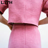 LTPH women Skirt Suits ins chic Outfits vintage short Blazer high waist pocket slit skirts 2 Pieces Set 2022 autumn New