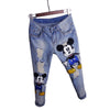 Brand Fashion Cartoon Boyfriend Jeans for Women Vintage Girls Ripped Jeans Denim Pencil Pants A149