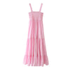 LVWOMN  Za Dress 2022 Summer Elegant Ruched Sleeveless Beach Midi Backless Dress Woman Pink Loose Pleated Long Casual Dresses