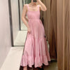 LVWOMN  Za Dress 2022 Summer Elegant Ruched Sleeveless Beach Midi Backless Dress Woman Pink Loose Pleated Long Casual Dresses