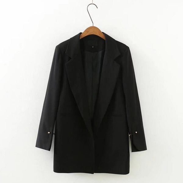 Blazer Feminino Plus Size 3XL Long Sleeve Beading Black Formal jacket Ladies Suit Coat Casual Blazers Women Autumn