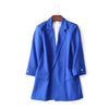 Casual Blazers 2022 Spring Coat Women Three Quarter Middle Long Slim Thin Solid Suit Jacket Female Pink Green Blue Black