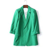 Casual Blazers 2022 Spring Coat Women Three Quarter Middle Long Slim Thin Solid Suit Jacket Female Pink Green Blue Black