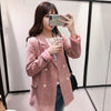 Double Breasted Blazer Feminino 2022 Korean Spring Autumn Vintage Plaid Loose Casual Blazers Women Long Loose Suit Coat