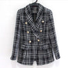 Double Breasted Blazer Women Long Sleeve Slim Wo Tweed Coats 2022 Spring New Vintage Plaid Slim Ladies Woolen jackets