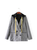 Spring Autumn Coat Women Blazers With Buttons Double Breasted Slim Hooded Blazer Retro Casual Plaid Suit Jacket