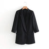 2022 Spring New Green Blazer Women Fashion Solid Work Slim Formal Blazer Ladies Three Quarter Casual Lady Suit Coat Pink