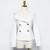Double Breasted Blazer Women New 2022 Korean Ladies Off Shoulder Womens Blazers Long Sleeve Casual White Suit Coat jacket