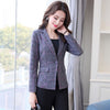 Women jacket Blazer Feminino 2022 Spring Autumn Long Sleeve Office Slim Plaid Coat Slim Thin Plus Size ladies blazers