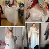 LY VAREY LIN Spring Autumn Women Elegant Holiday Dresses Puff Sleeve Slash Neck Off Shoulder Smocked White Chiffon Dresses