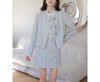 LYEEYNNR Beading Patchwork Temperament Gentle 2 Piece Sets Womens Outfits O-neck Long Sleeve Tops High Waist A-line Mini Skirts