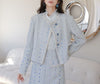 LYEEYNNR Beading Patchwork Temperament Gentle 2 Piece Sets Womens Outfits O-neck Long Sleeve Tops High Waist A-line Mini Skirts