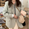 LYEEYNNR Korean Style Solid Color Blazers Women Office Lady Long Sleeve All-match Blazer  Casual Loose Suits Ladies