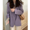 LYEEYNNR Korean Style Solid Color Blazers Women Office Lady Long Sleeve All-match Blazer  Casual Loose Suits Ladies