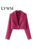 LYWM Two piece set Women suits Cropped Blazer and Mini Skirt Elegant High Chic Lady 2 piece set Women blazer set