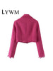 LYWM Two piece set Women suits Cropped Blazer and Mini Skirt Elegant High Chic Lady 2 piece set Women blazer set