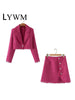 LYWM Two piece set Women suits Cropped Blazer and Mini Skirt Elegant High Chic Lady 2 piece set Women blazer set