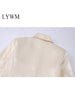 LYWM Women Outwears Satin Casual Blazer Jacket Single Button Notched Neck Vintage Female Chic Outfits Mujer