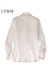 LYWM Women Outwears Satin Casual Blazer Jacket Single Button Notched Neck Vintage Female Chic Outfits Mujer
