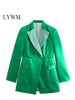 LYWM Women Outwears X-long Blazer Jackets With Sequin Collar Vintage Long Sleeves Female Chic Coats Lady Outfits