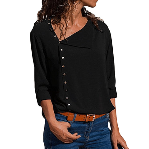 2022 Autumn Blouse Women Summer Tops Femme Irregular Streetwear Solid Funny Shirts Camisetas Casual Blouses Women Black