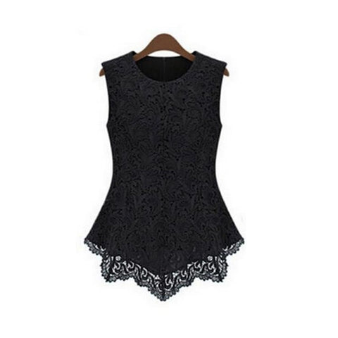 New Autumn Women Tank Tops Fitness Elegant Flower Embroidery Lace Blouses Sleeveless Tops Shirts Clothing Women Girl