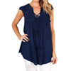 2022 New Summer Women Lace Crochet Shirts Casual Lace Up Blouse Sexy V Neck Sleeveless Tunic Top Chiffon Shirt Blusas