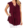 2022 New Summer Women Lace Crochet Shirts Casual Lace Up Blouse Sexy V Neck Sleeveless Tunic Top Chiffon Shirt Blusas