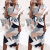 Summer Dress Women Fashion Print Bandage Elegant Cute Sashes Robes V-neck Sexy Slim Sheath Women Dresses Vestidos