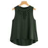 Loose Tank Top 2022 New Arrival Summer Hollow Out Round Neck Women Slim Fit Clothing Yellow Casual Cotton Tank Tee Top