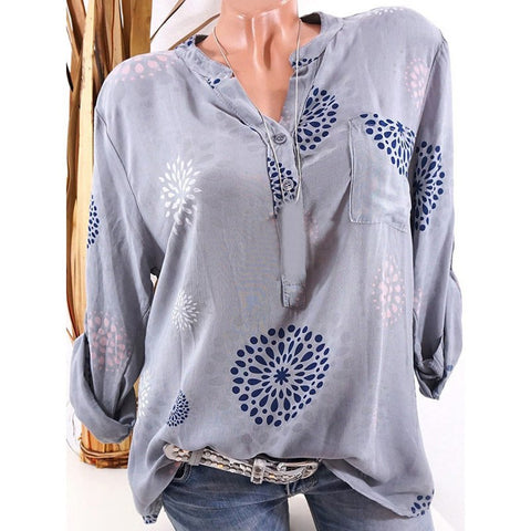 Plus Size 5XL Women Shirt Femme Print Full Sleeve Autumn Blouses Vintage Summer Top Lady Camisetas Casual Blusa Wholesale