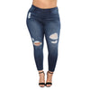 Plus Size 7XL 2022 Skinny Jeans Women Denim Pants Holes Destroyed Knee Pencil Pants Stretch Ripped Jeans Casual Trousers