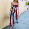 Printed Dot Jumpsuits Women Strap Bow Waist Body Woman Bodysuits Fashion Wide Leg Pant Playsuit Sleeveless Overalls Sexy