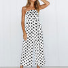 Printed Dot Jumpsuits Women Strap Bow Waist Body Woman Bodysuits Fashion Wide Leg Pant Playsuit Sleeveless Overalls Sexy