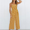 Printed Dot Jumpsuits Women Strap Bow Waist Body Woman Bodysuits Fashion Wide Leg Pant Playsuit Sleeveless Overalls Sexy