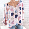Women's New Fashion Spring Autumn Plus Size Top Wave Point Print Loose Long Sleeves Blouses Casual Pullover Shirts Blusas