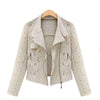 Lace Biker Jacket 2022 Autumn Brand  Full Lace Outwear Leisure Casual Short Jacket Metal Zipper Jacket FREE SHIP