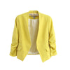 Women Short Blazer Candy Color Puff Sleeve 2022 New Casual None Button Slim Blazer Feminino Suit Coat Plus Size Blazer