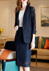 Lace Hollow Out Blazer Suits Women Sexy Slim 2 Piece Sets Oversized 6xl Office Long Sleeve Work Coats+Knee-Length Skirts Outfits