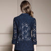 Lace Hollow Out Blazer Suits Women Sexy Slim 2 Piece Sets Oversized 6xl Office Long Sleeve Work Coats+Knee-Length Skirts Outfits