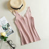 Lace Knitted Tank Tops Female Sexy V-neck Vest Plus size Solid Club Tops Women Black Beige T shirt Cotton Polyester Tank Top