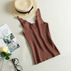 Lace Knitted Tank Tops Female Sexy V-neck Vest Plus size Solid Club Tops Women Black Beige T shirt Cotton Polyester Tank Top