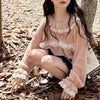 Lace Ruffle Kawaii Pink Sweater Japanese Style Women Cute Knitted Pullover Bow Patchwork Harajuku Y2k Aesthetic Jumper