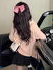 Lace Ruffle Kawaii Pink Sweater Japanese Style Women Cute Knitted Pullover Bow Patchwork Harajuku Y2k Aesthetic Jumper