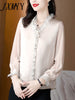 Lace Ruffles Chiffon Shirts Women's Clothing 2023 Autumn Winter Office Lady Long Sleeve Pullovers Vintage Elegant Blouse 4XL