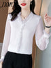 Lace Ruffles Chiffon Shirts Women's Clothing 2023 Autumn Winter Office Lady Long Sleeve Pullovers Vintage Elegant Blouse 4XL