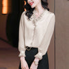 Lace Ruffles Chiffon Shirts Women's Clothing 2023 Autumn Winter Office Lady Long Sleeve Pullovers Vintage Elegant Blouse 4XL