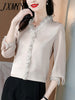 Lace Ruffles Chiffon Shirts Women's Clothing 2023 Autumn Winter Office Lady Long Sleeve Pullovers Vintage Elegant Blouse 4XL