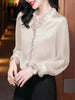 Lace Ruffles Chiffon Shirts Women's Clothing 2023 Autumn Winter Office Lady Long Sleeve Pullovers Vintage Elegant Blouse 4XL