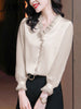 Lace Ruffles Chiffon Shirts Women's Clothing 2023 Autumn Winter Office Lady Long Sleeve Pullovers Vintage Elegant Blouse 4XL